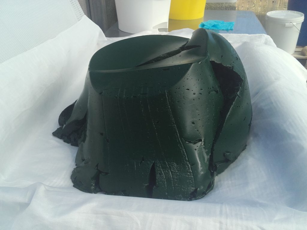 spiruline filtrée sortie du sceau avant pressage